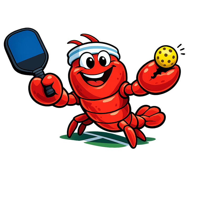 Linden Pickles lobster mascot holding a paddle